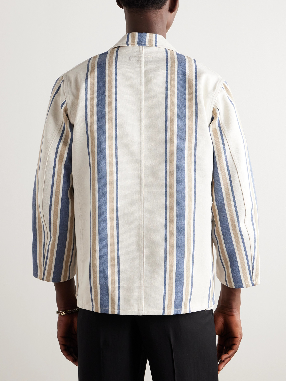 Shop Monitaly Striped Lyocell Jacket In White