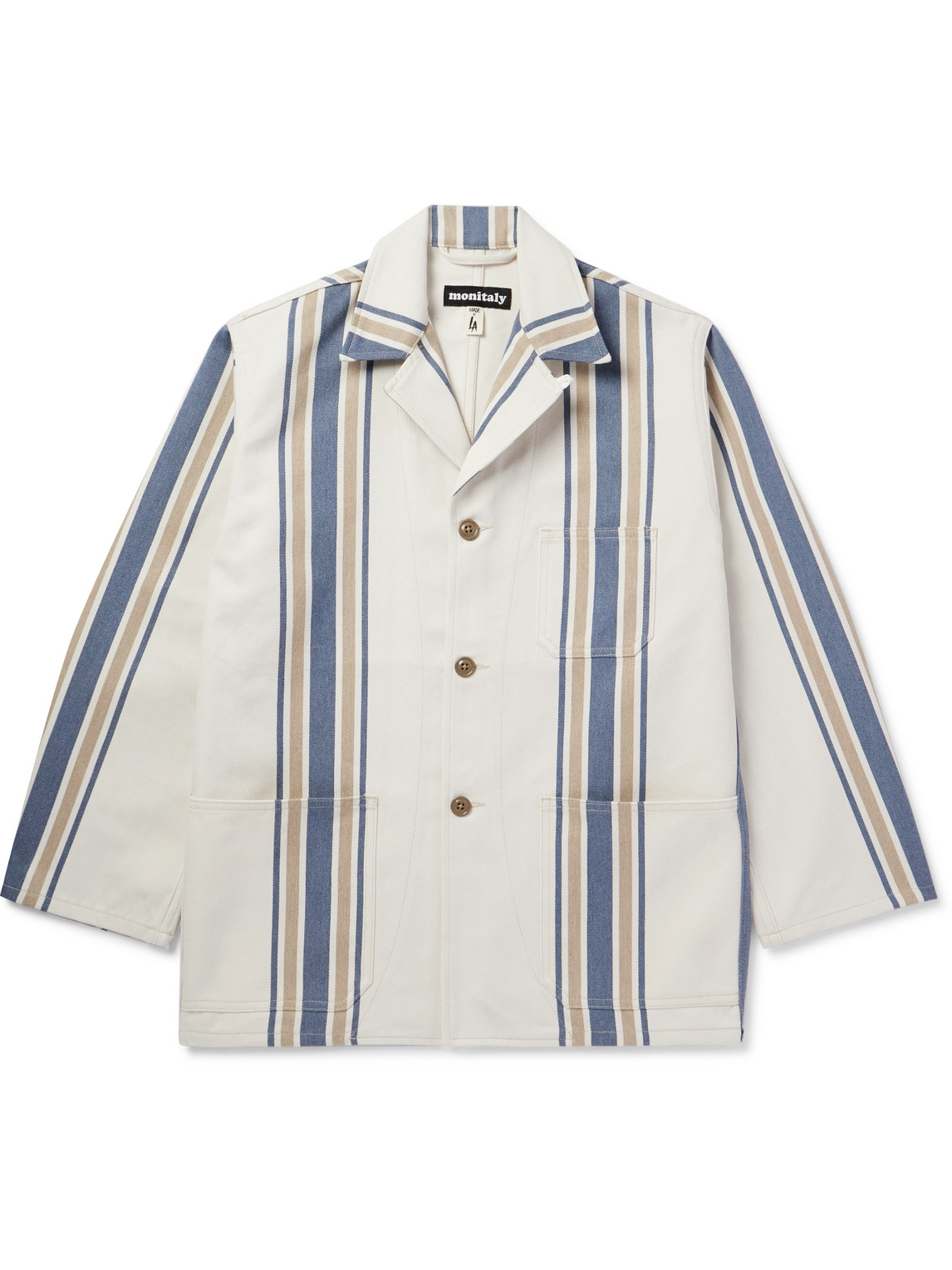 Monitaly Striped Lyocell Jacket In White