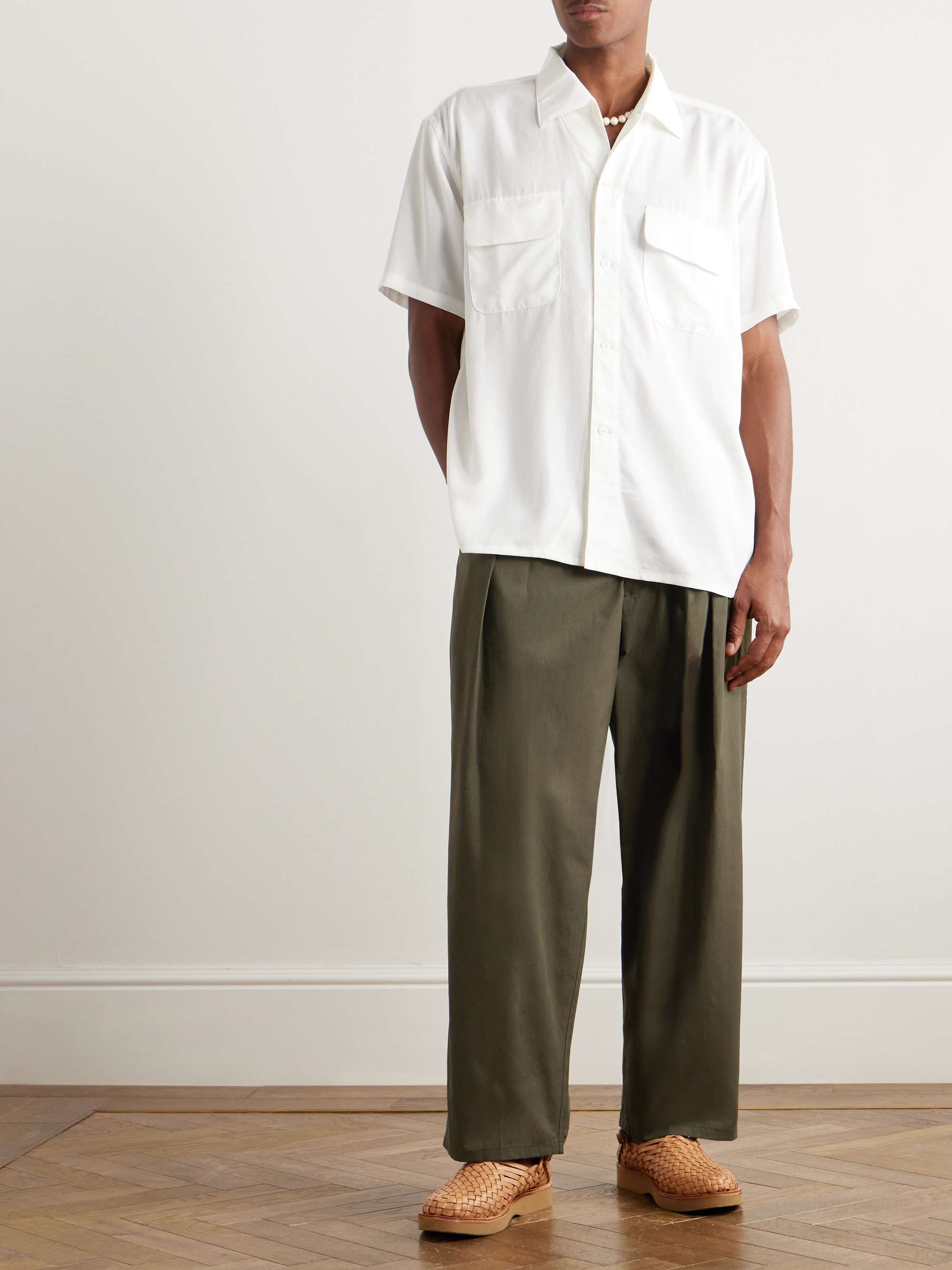 MONITALY Ekusy Wide-Leg Cropped Pleated Cotton Trousers for Men | MR PORTER