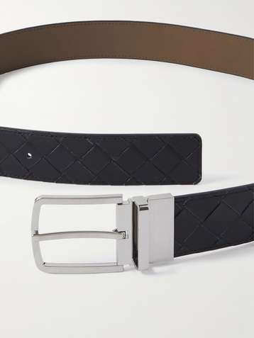 Bottega Veneta® Men's Intrecciato Reversible Belt in Travertine