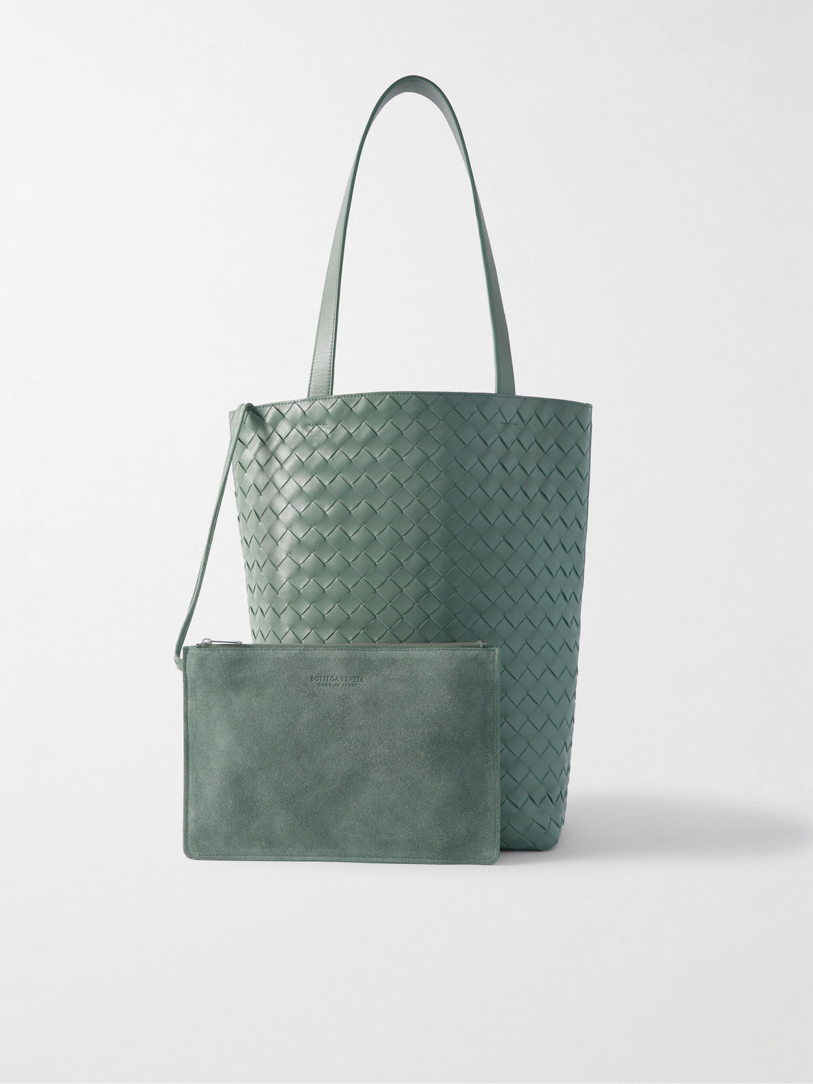 Shop Bottega Veneta Avenue Intrecciato Leather Tote Bag In Green