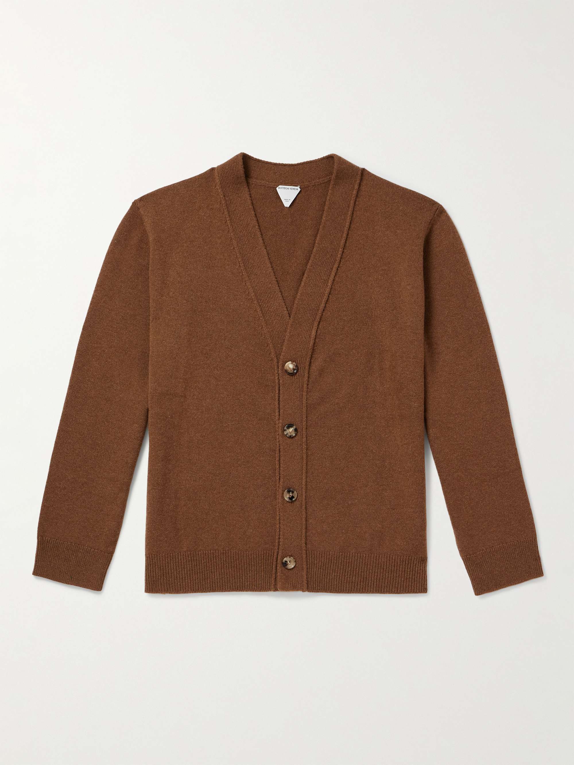 BOTTEGA VENETA Intrecciato Leather-Trimmed Cashmere-Blend Cardigan for Men  | MR PORTER