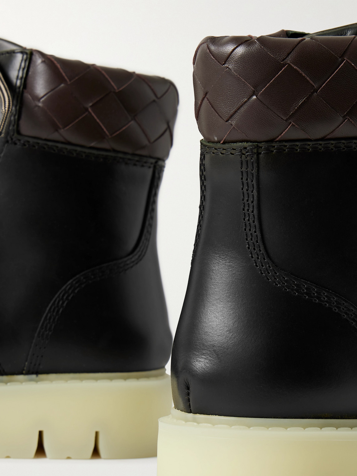 Shop Bottega Veneta Haddock Leather Ankle Boots In Black