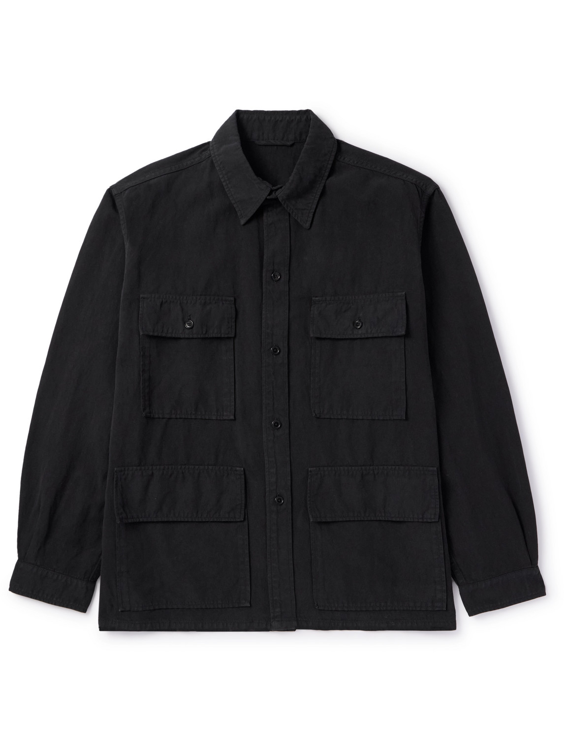 Kaptain Sunshine Safari Cotton And Linen-blend Overshirt In Black