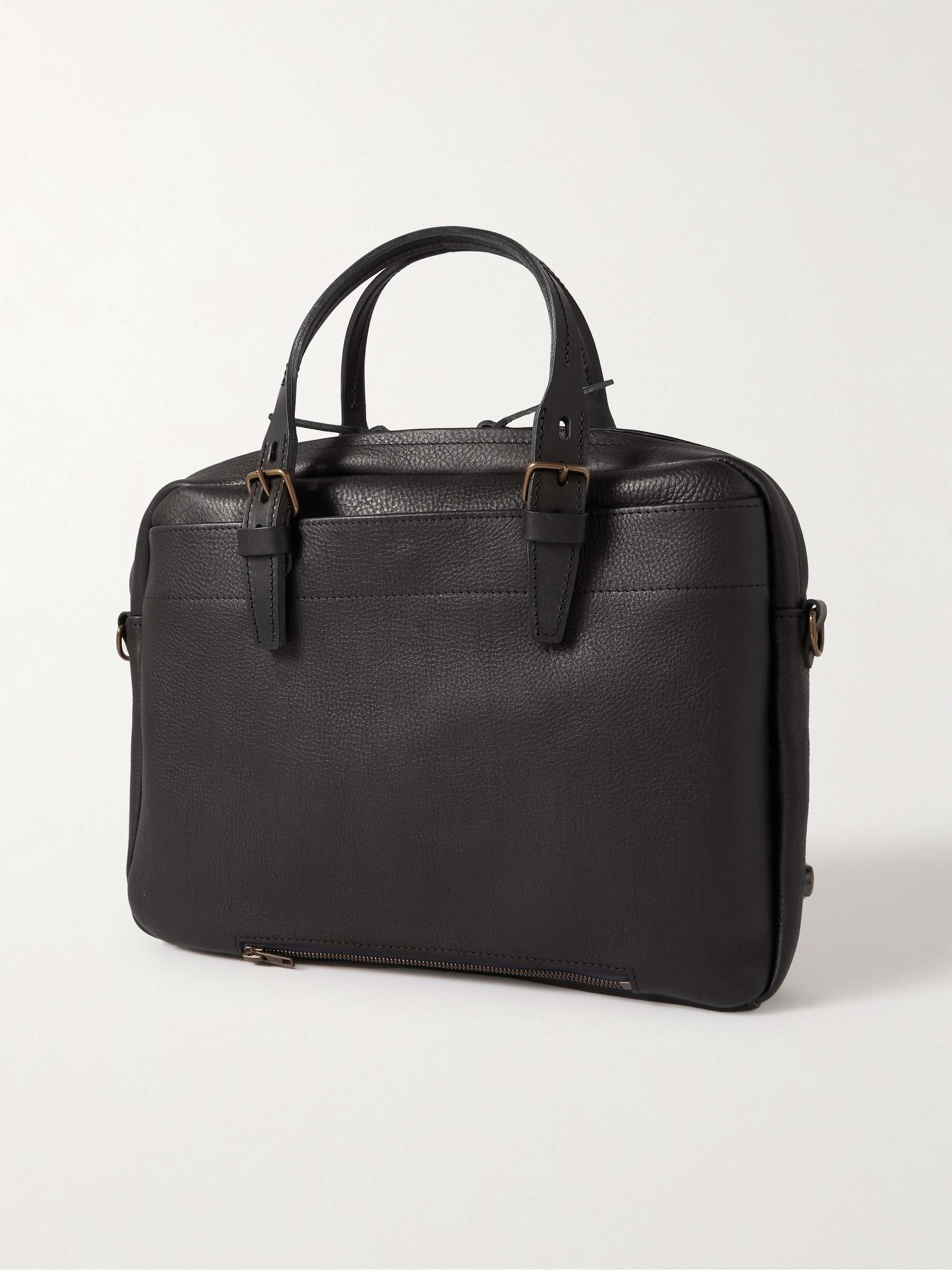 BLEU DE CHAUFFE Folder Vegetable-Tanned Textured-Leather Messenger Bag ...