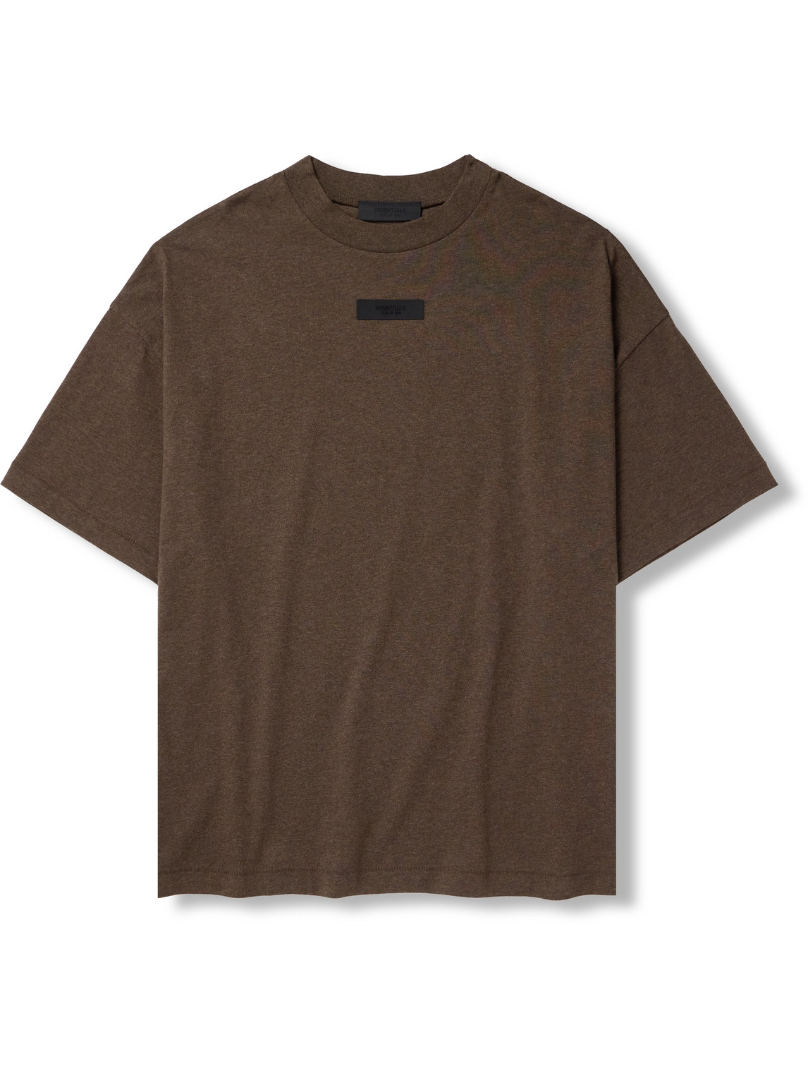 Shop Essentials Logo-appliquéd Cotton-jersey T-shirt In Brown
