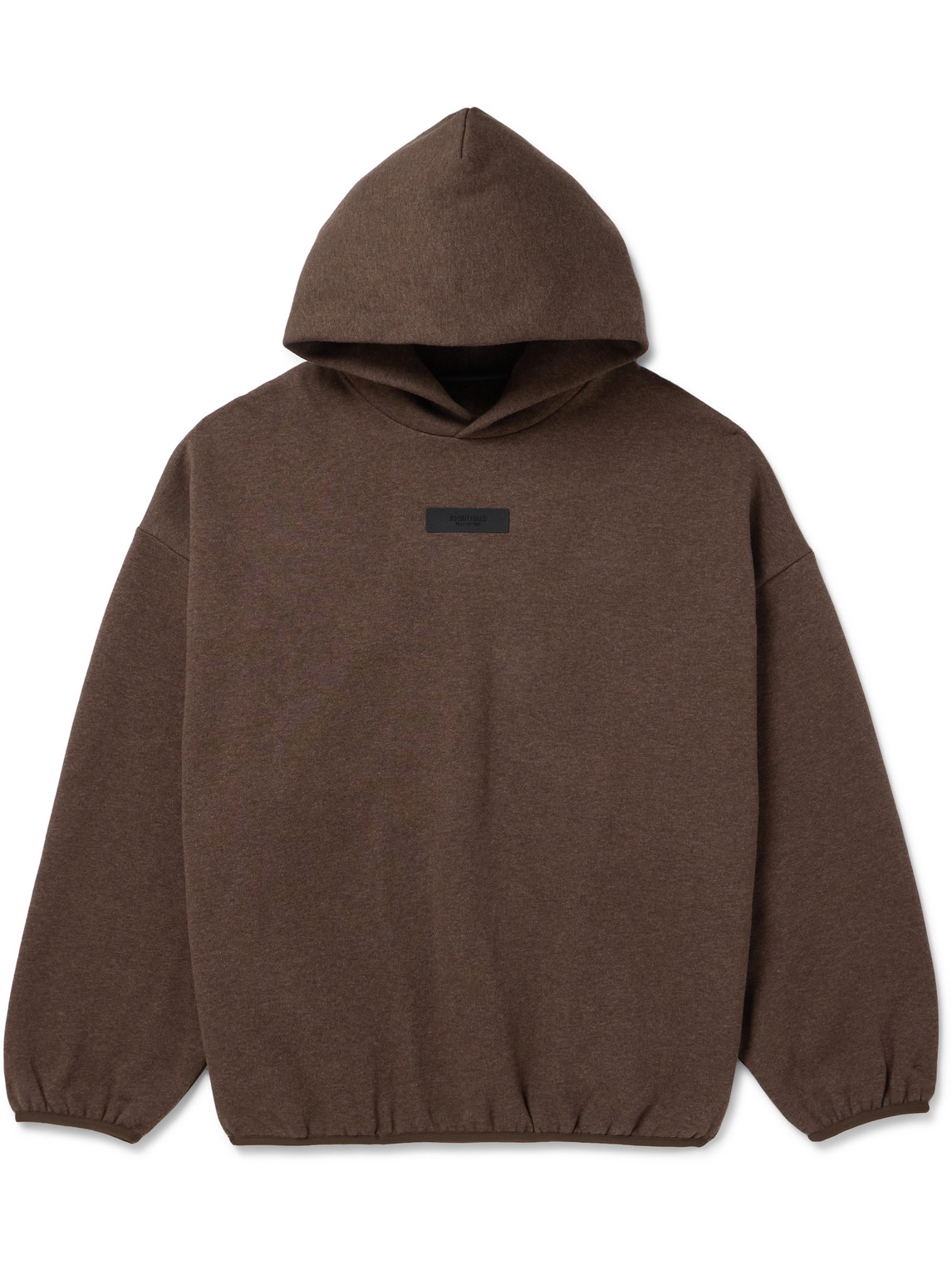 Essentials Logo-appliquéd Cotton-blend Jersey Hoodie In Brown