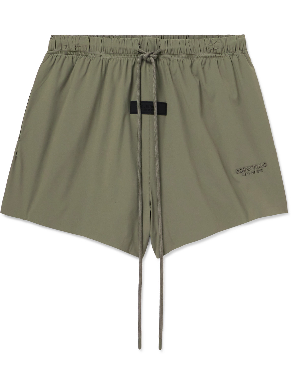 Essentials Straight-leg Logo-appliquéd Shell Drawstring Shorts In Green