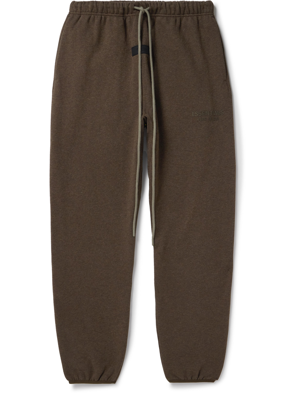 Essentials Logo-appliquéd Cotton-blend Jersey Sweatpants In Brown