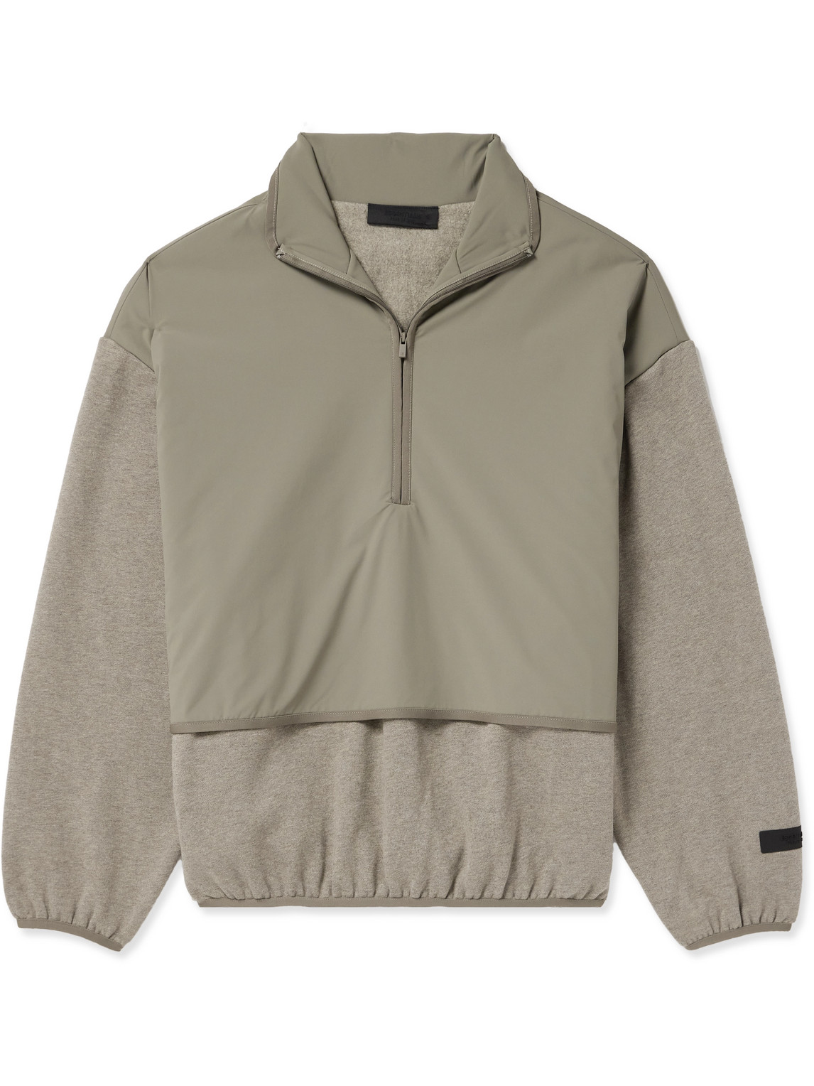 Essentials Layered Cotton-blend Fleece And Shell Half-zip Sweatshirt In Gray