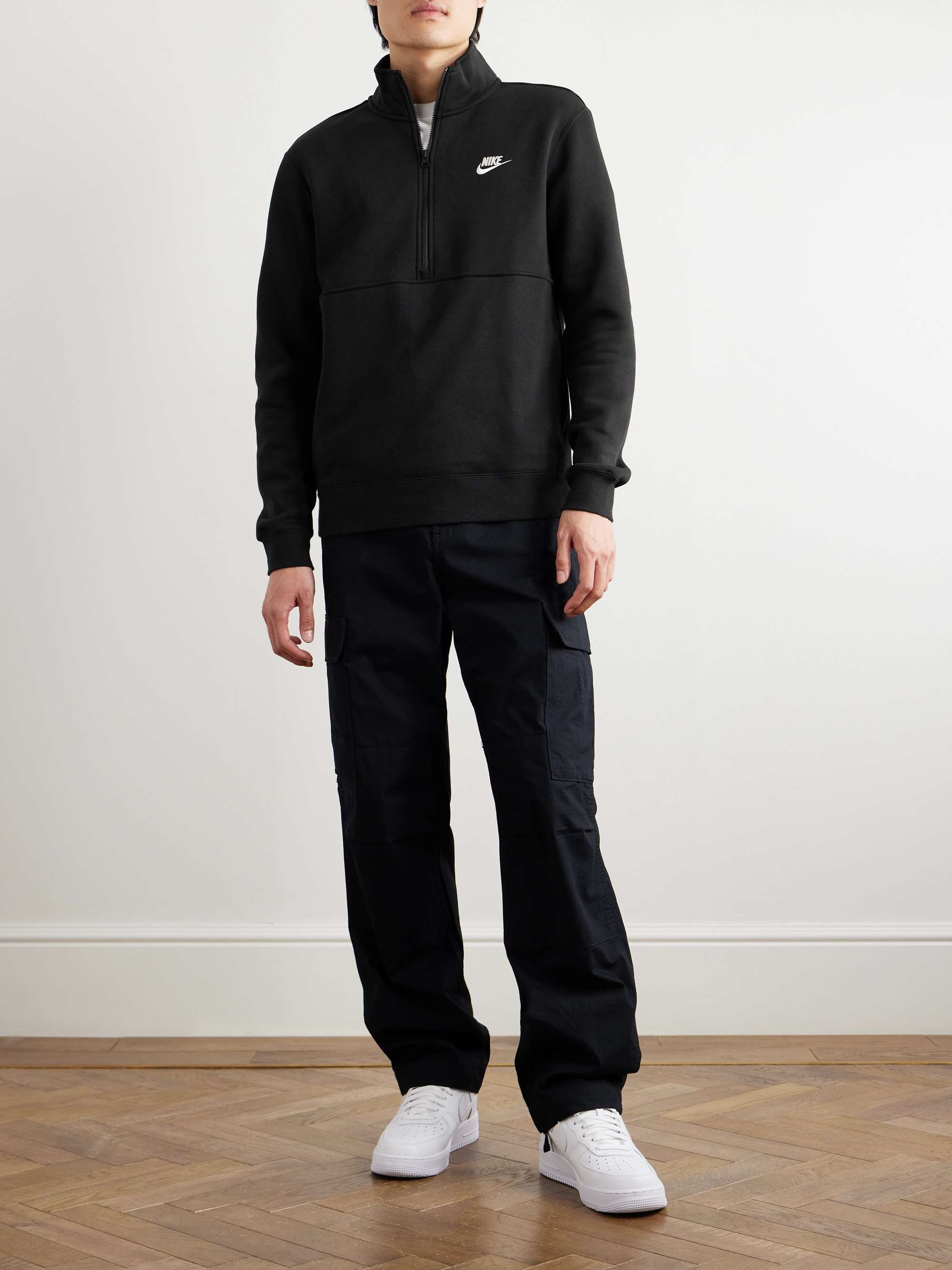 NIKE Sportswear Club Logo-Embroidered Cotton-Blend Jersey Half-Zip  Sweatshirt for Men | MR PORTER