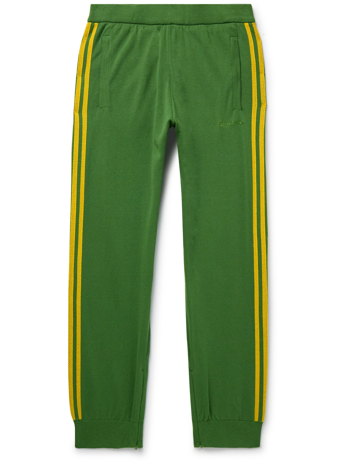 Adidas Originals Wales Bonner Tapered Crochet-trimmed Logo-embroidered Cotton Track Pants In Green