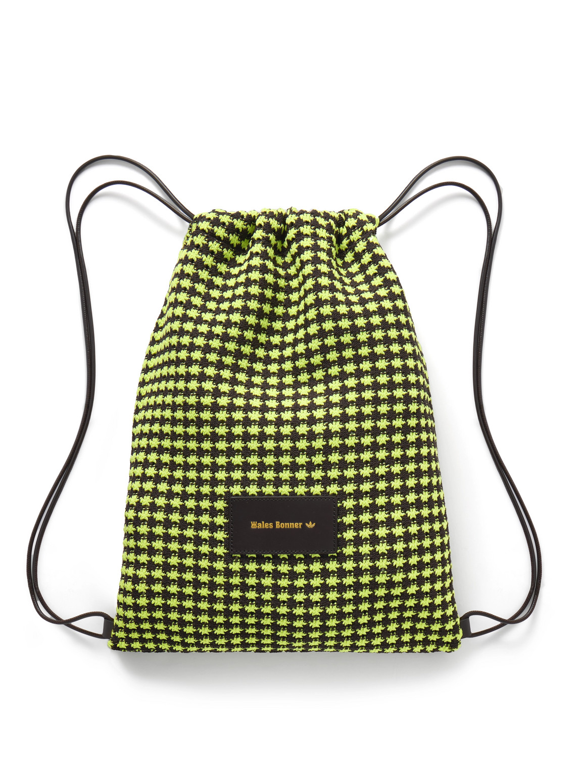 Wales Bonner Faux Leather-Trimmed Crocheted Drawstring Backpack