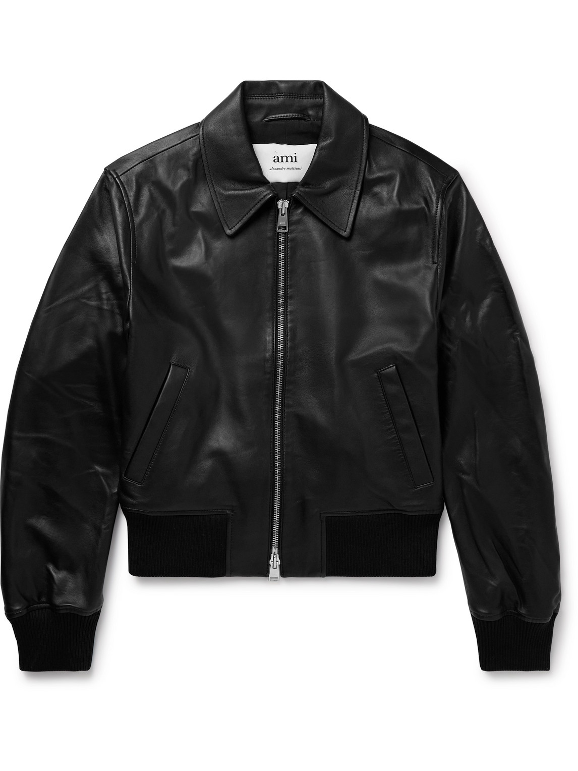 Ami Alexandre Mattiussi Leather Jacket In Black