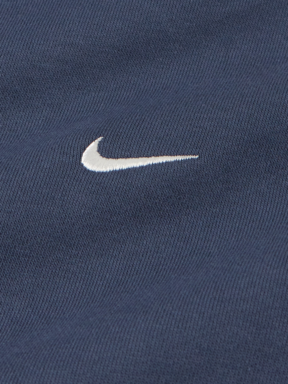 Shop Nike Solo Swoosh Logo-embroidered Cotton-blend Jersey Hoodie In Blue