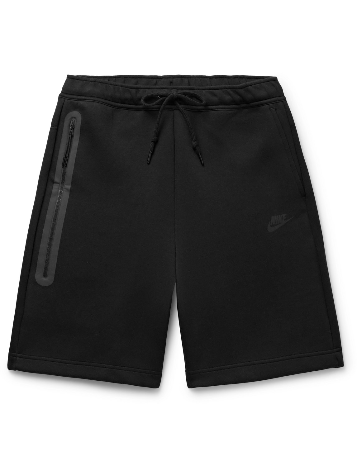 Nike Straight-leg Cotton-blend Tech-fleece Drawstring Shorts In Black