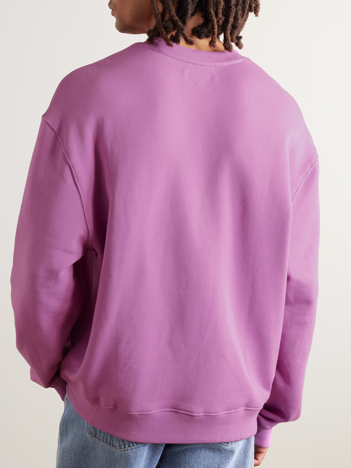 Shop Manaaki Logo-embroidered Cotton-jersey Sweatshirt In Purple