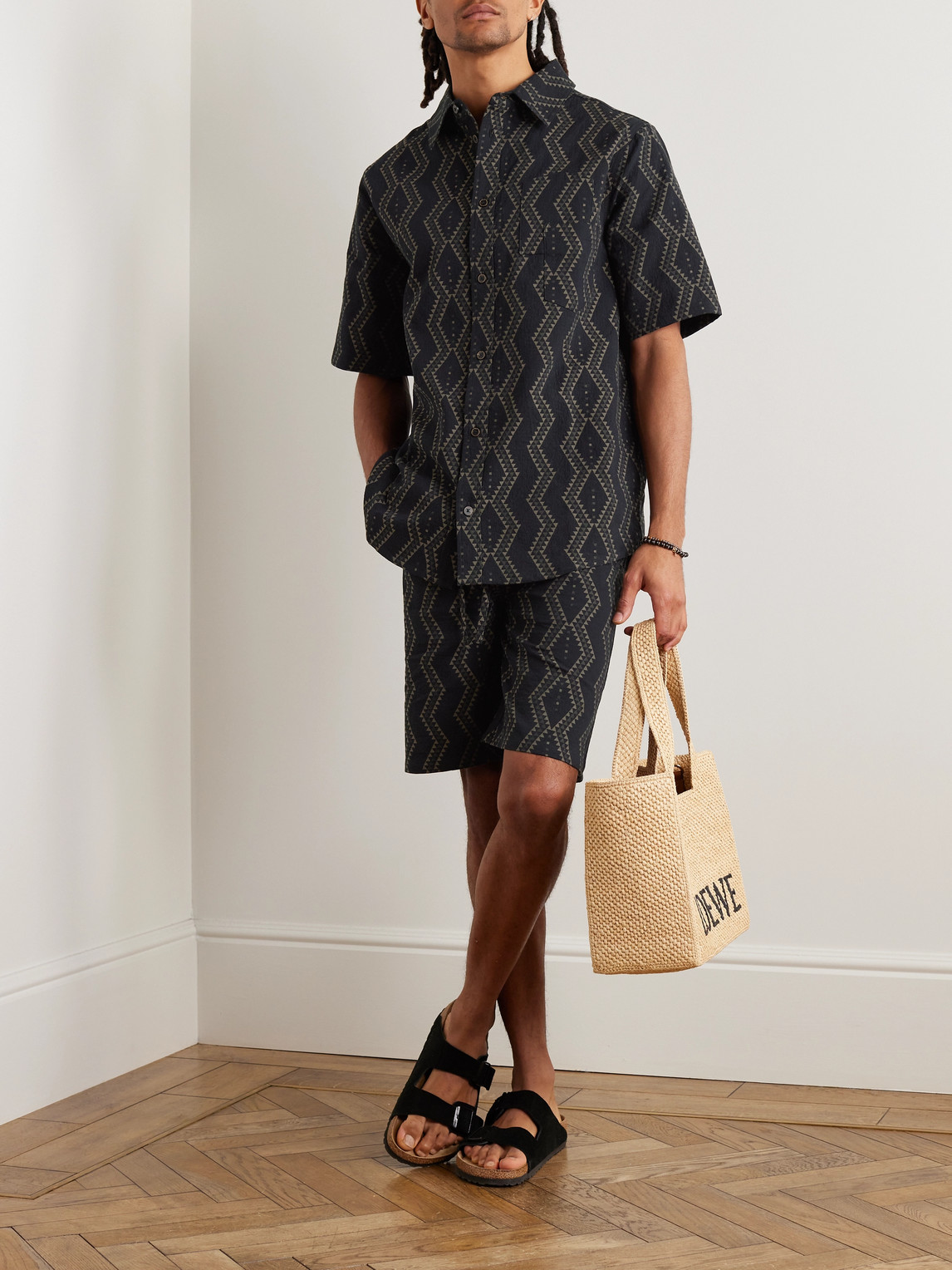 Shop Manaaki Tai Cotton-jacquard Shirt In Black
