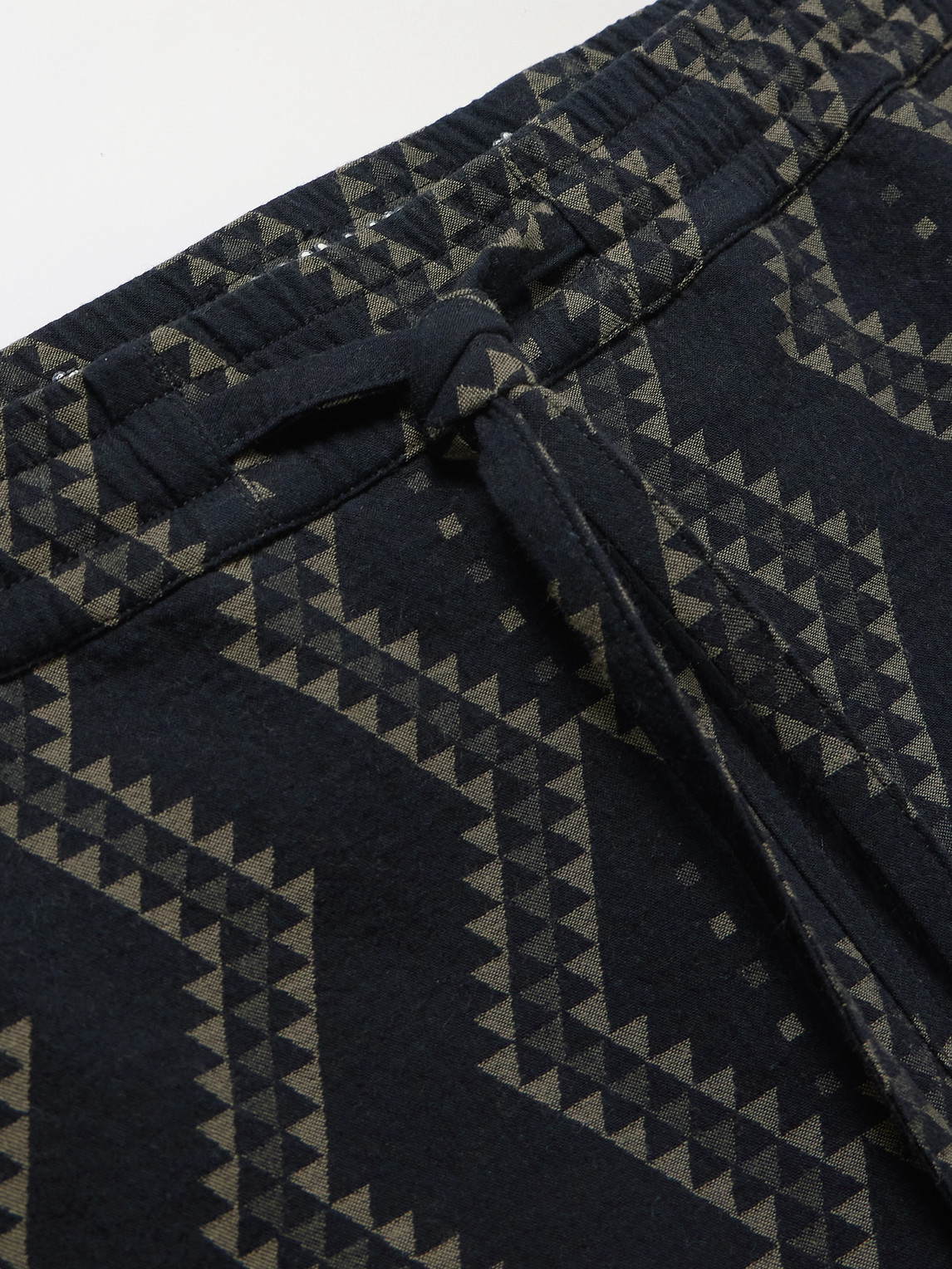 Shop Manaaki Tai Straight-leg Striped Cotton-jacquard Drawstring Shorts In Black