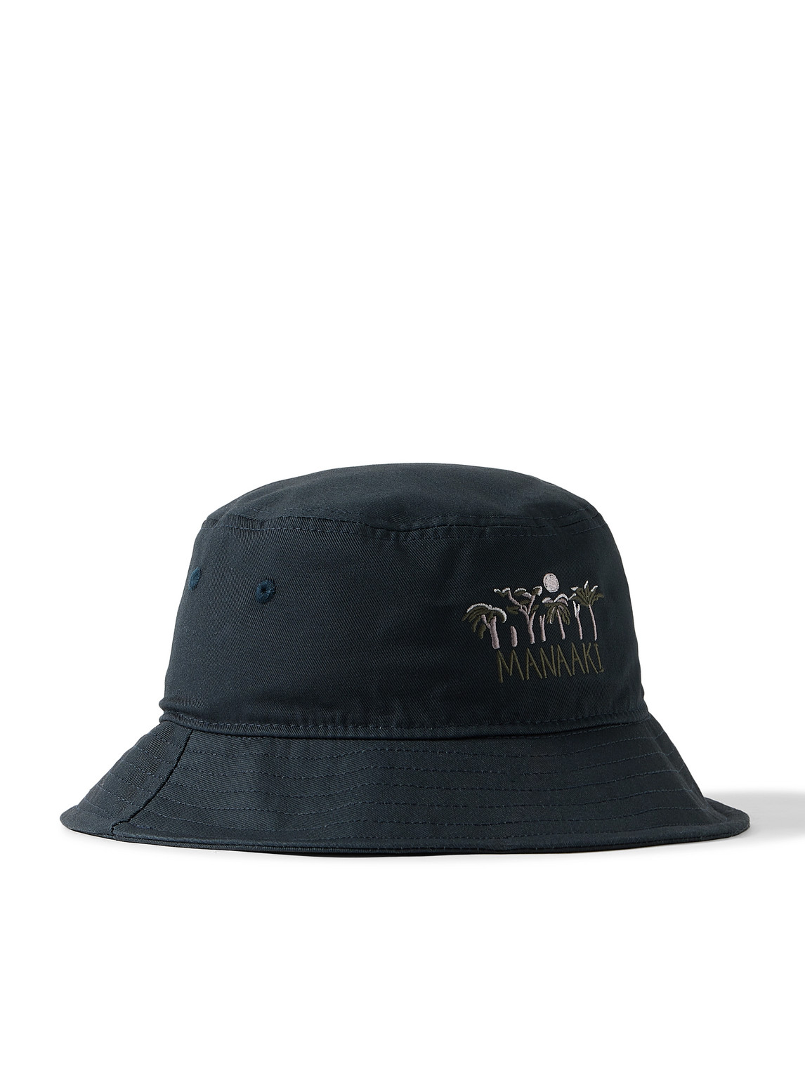 Manaaki Logo-embroidered Cotton-twill Bucket Hat In Blue