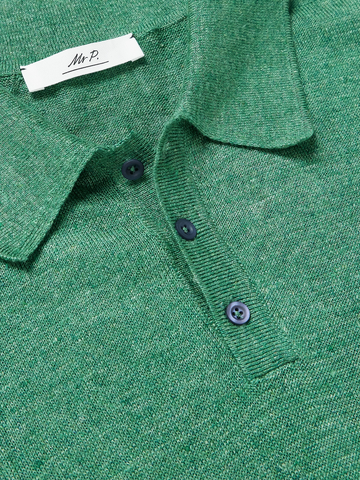 Shop Mr P Linen Polo Shirt In Green
