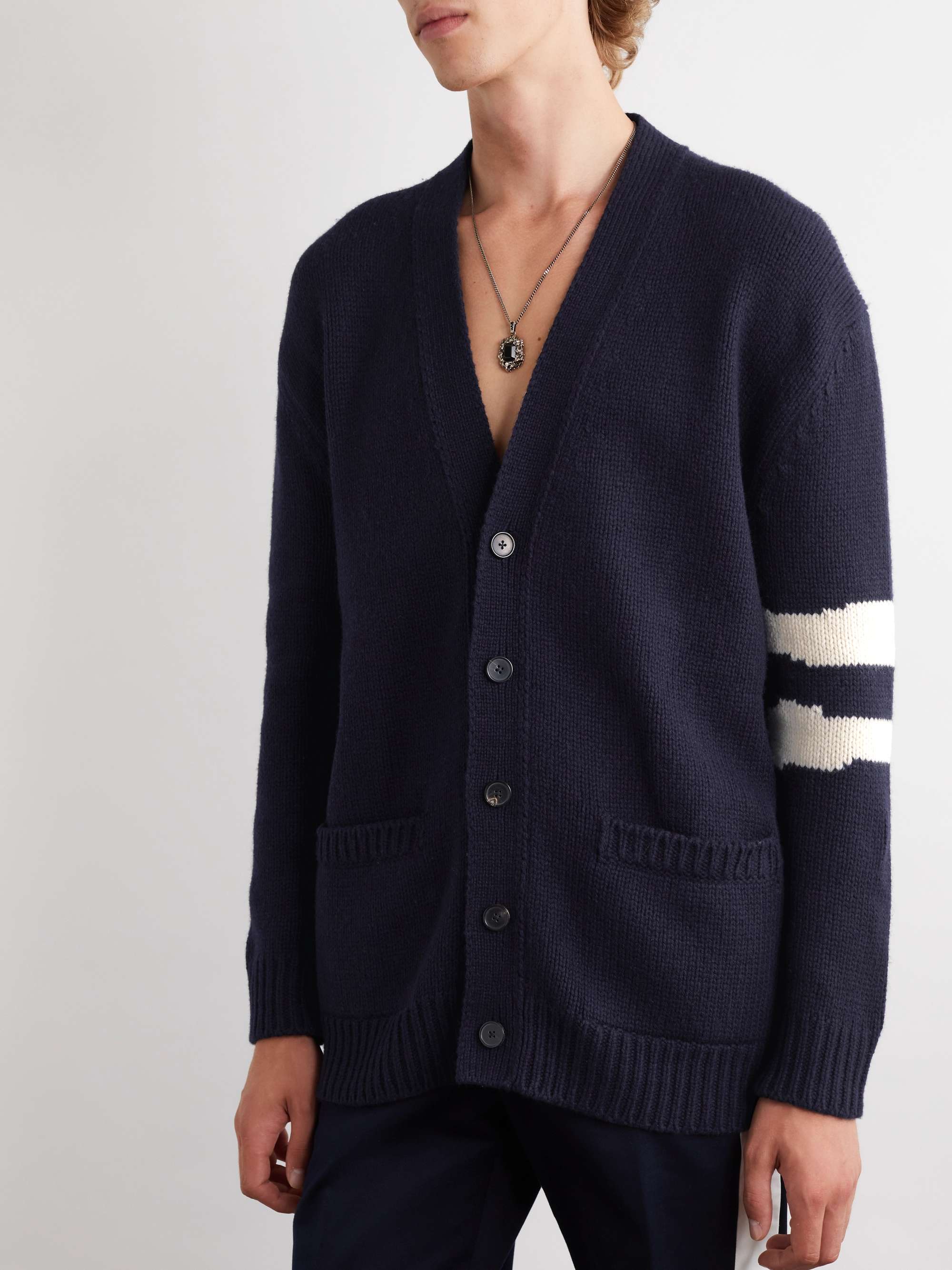 ALEXANDER MCQUEEN Intarsia Wool and Cashmere-Blend Cardigan for Men ...