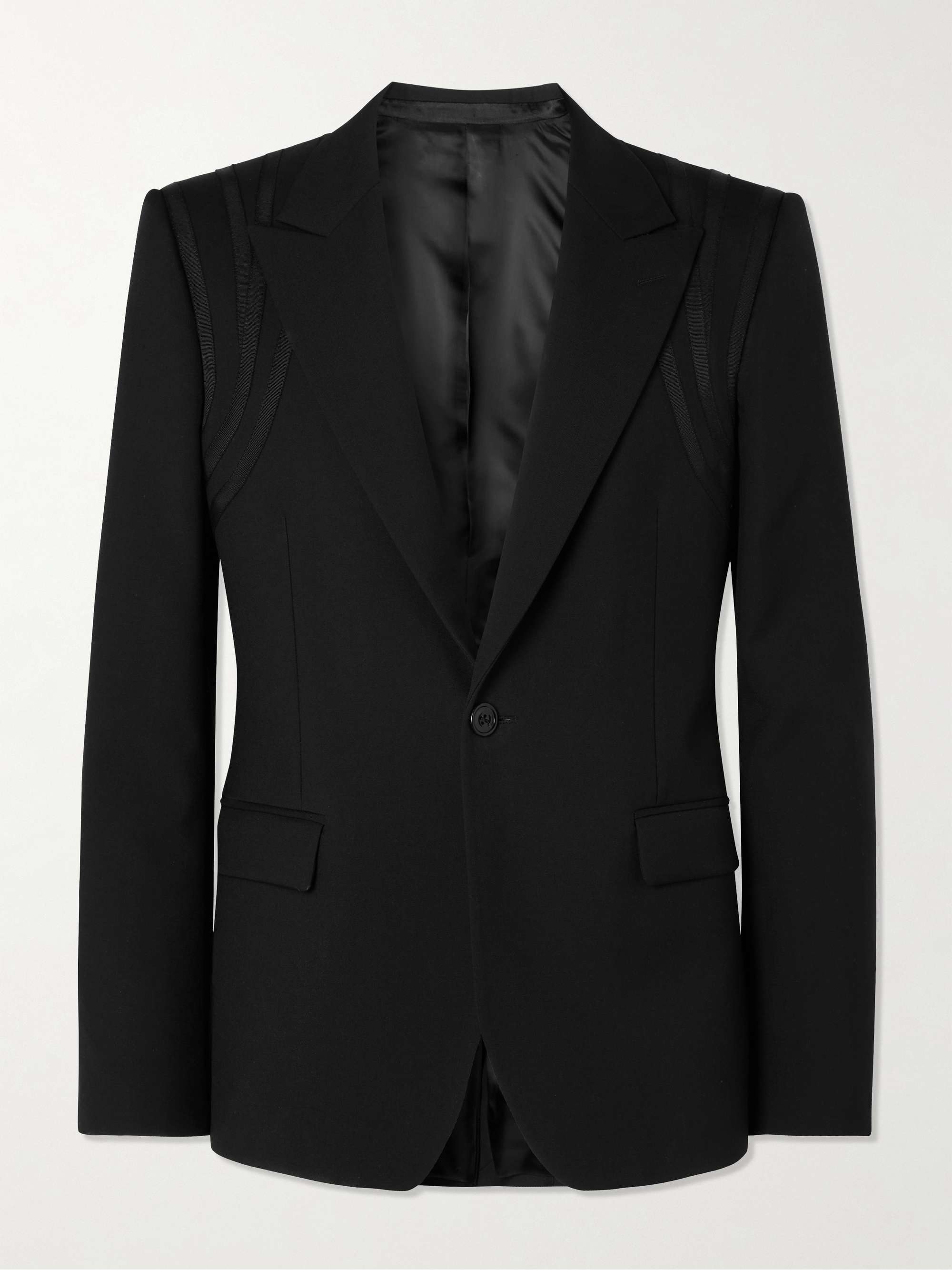 ALEXANDER MCQUEEN Slim-Fit Grosgrain-Trimmed Wool Suit Jacket for Men ...