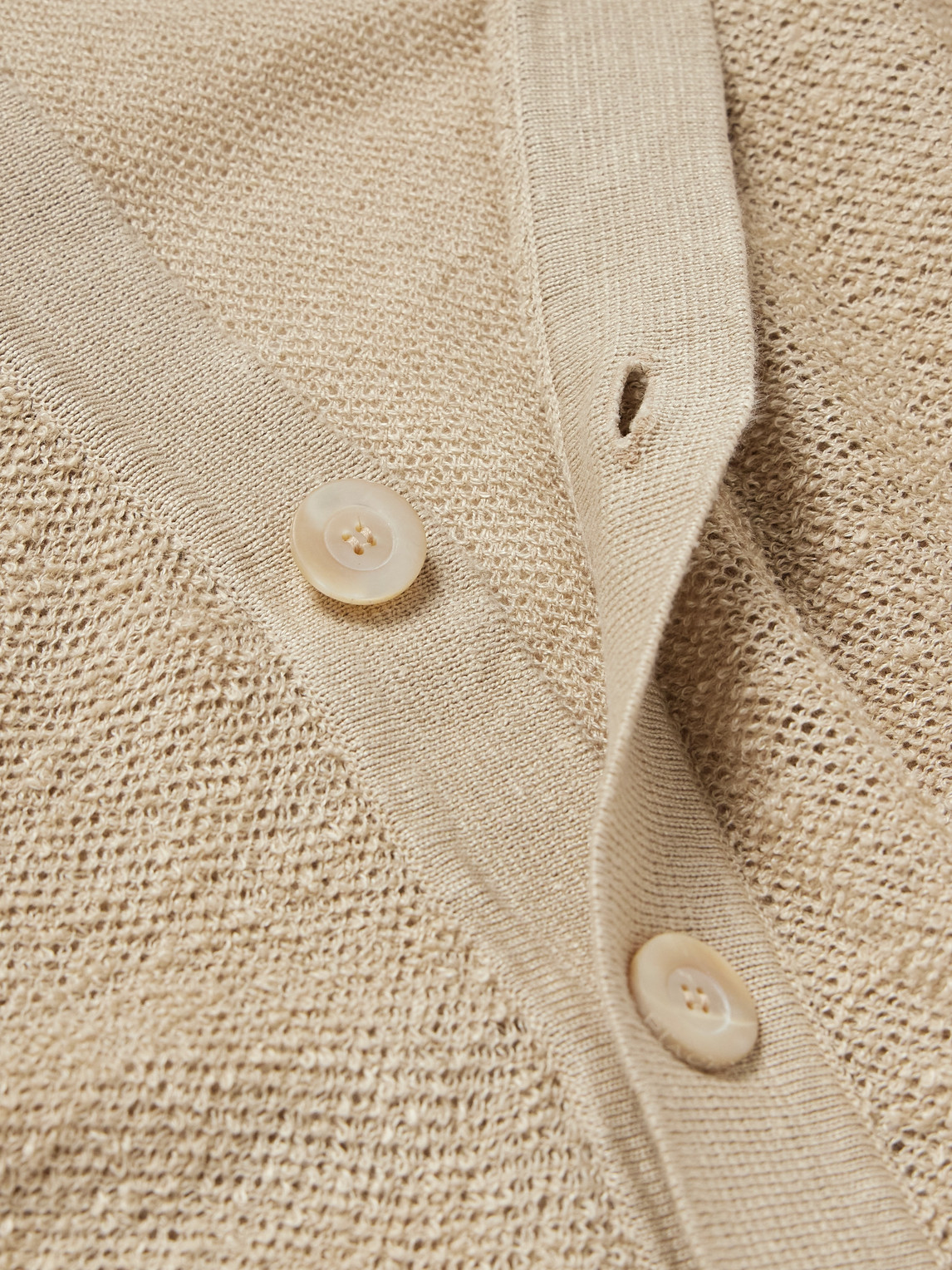 Shop Piacenza 1733 Open-knit Linen And Cotton-blend Cardigan In Neutrals