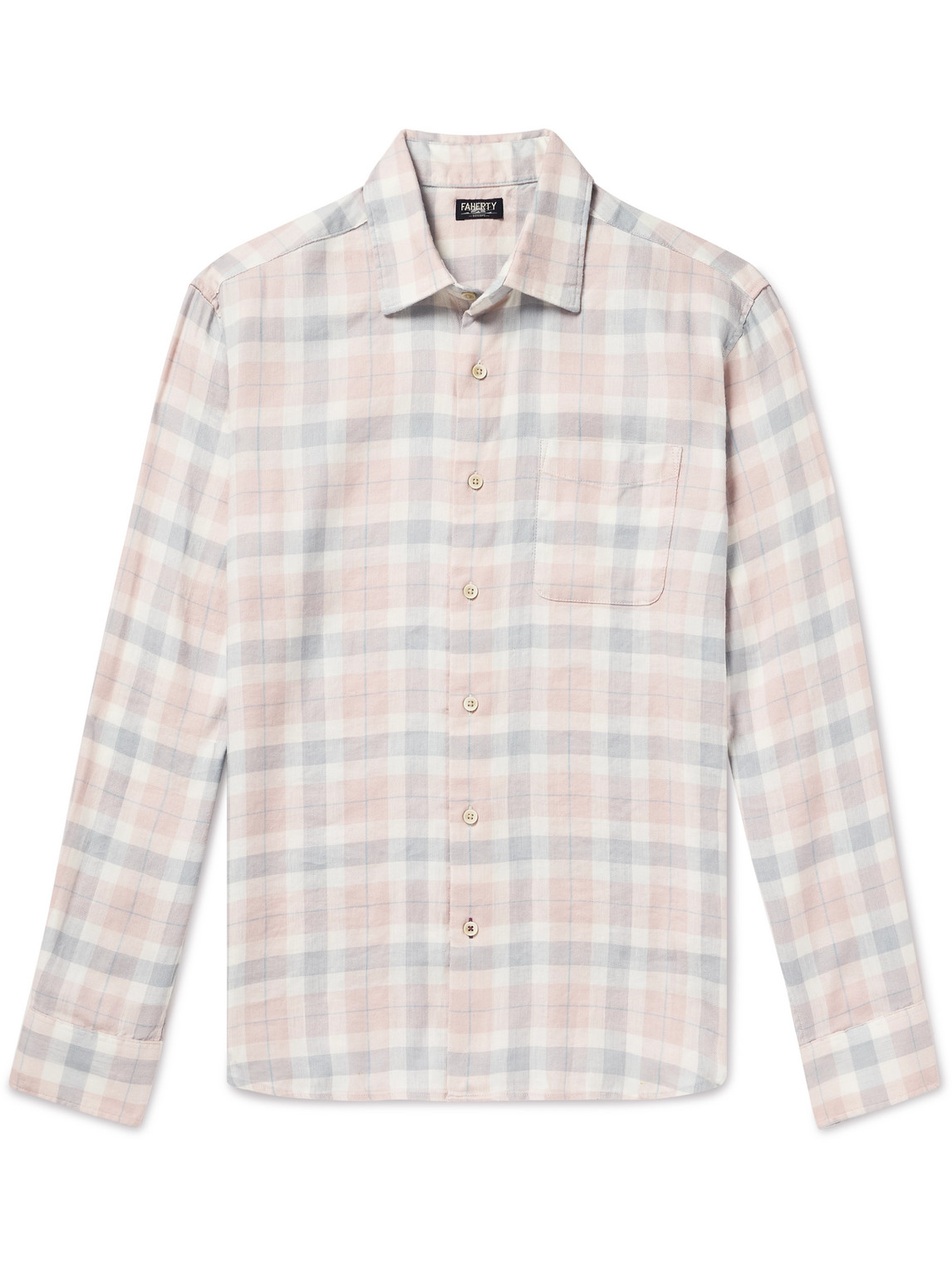 Faherty The Weekend Checked Linen-blend Shirt In Multi