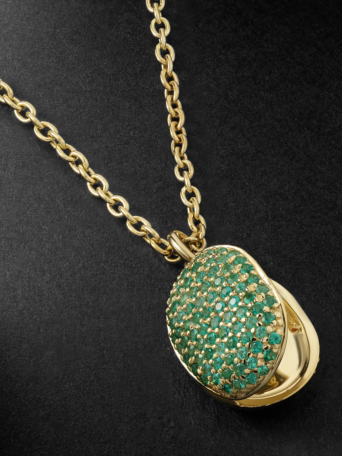 Shop Pattaraphan Baby Locket 14-karat Gold Emerald Pendant Necklace In Green