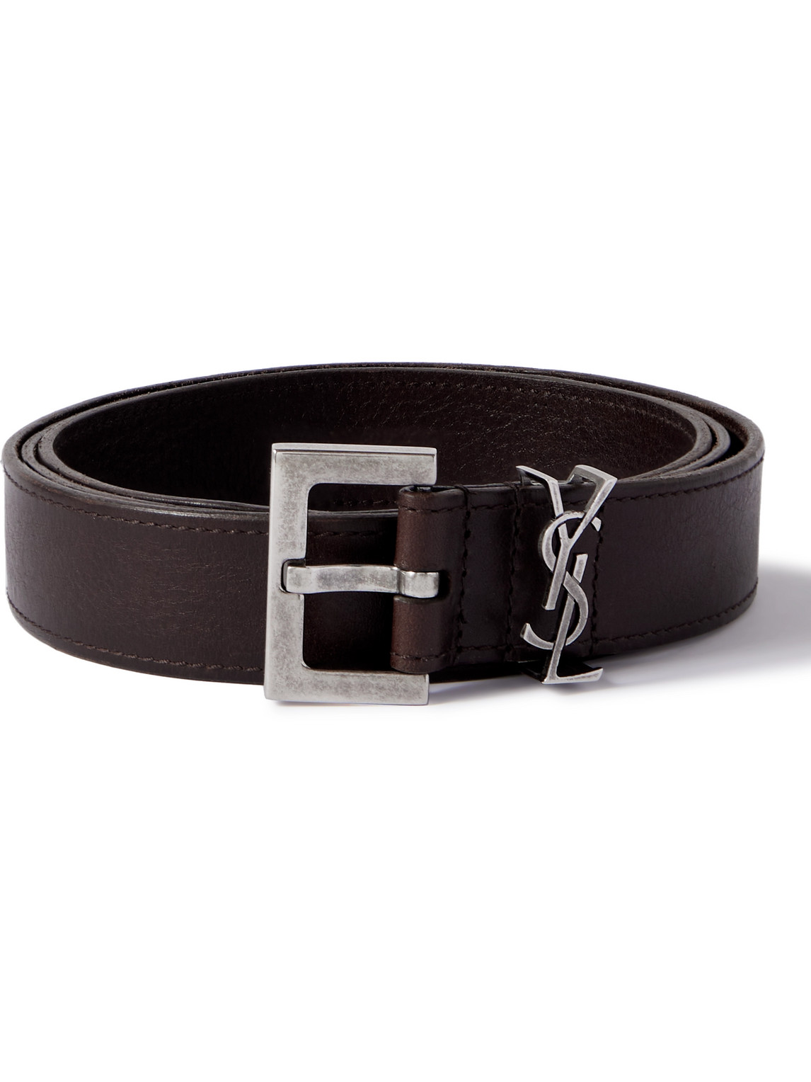 Saint Laurent 3cm Leather Belt In Brown