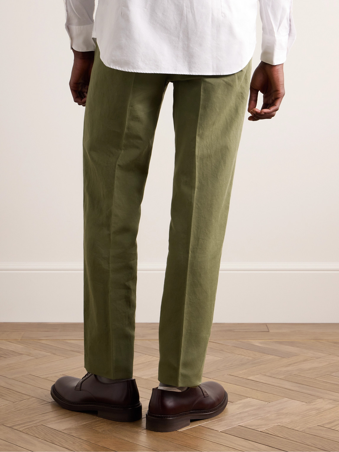 Shop Incotex Venezia 1951 Slim-fit Straight-leg Chinolino Trousers In Green
