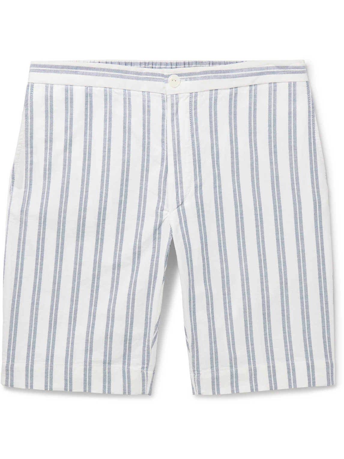 Incotex Glanshirt Straight-leg Striped Cotton Oxford Shorts In Blue