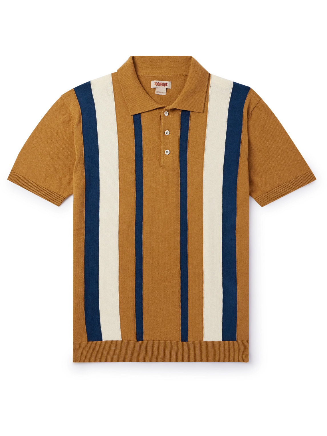 Baracuta Striped Cotton Polo Shirt In Orange