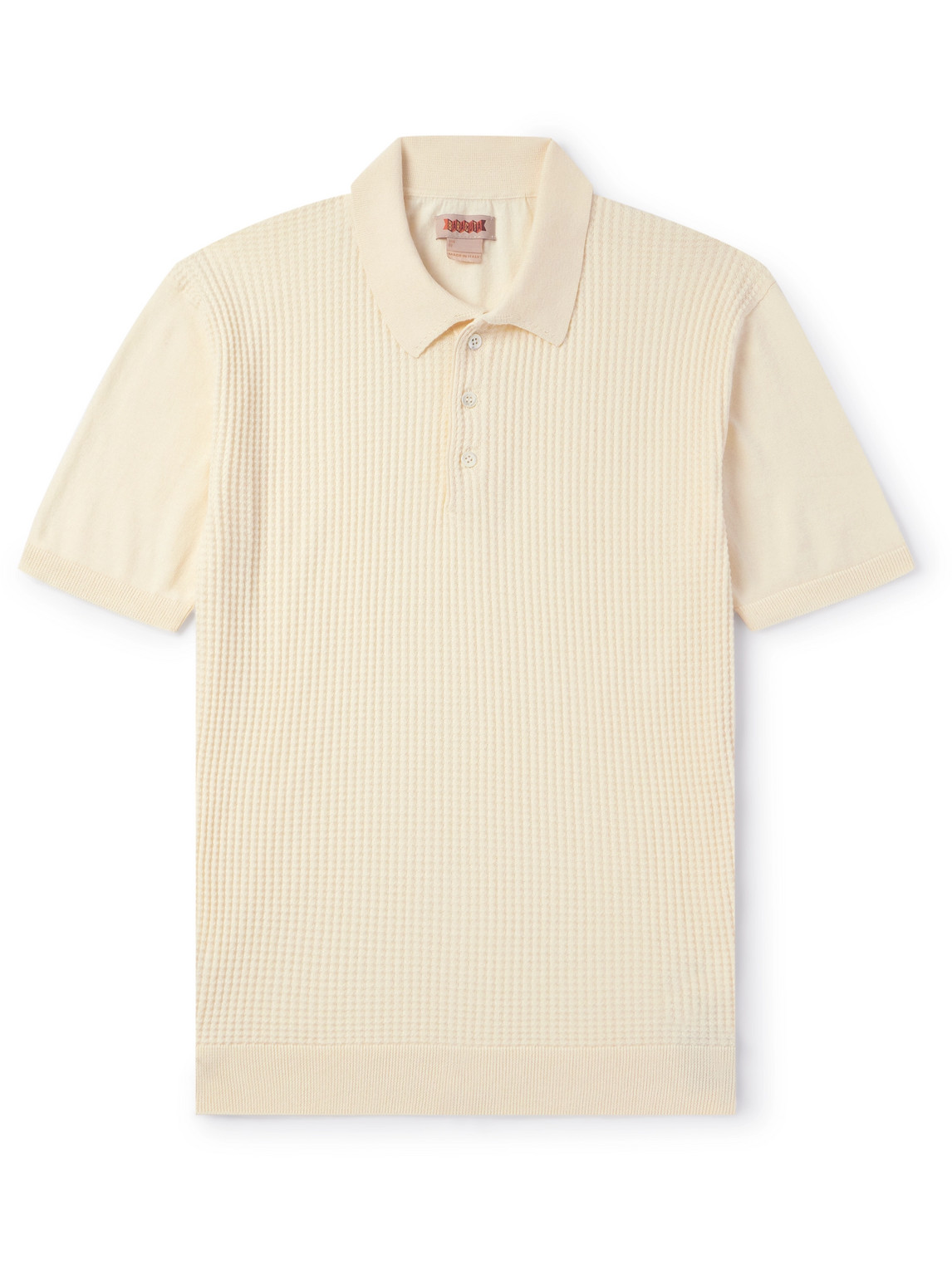 Shop Baracuta Ribbed Cotton Polo Shirt In Yellow