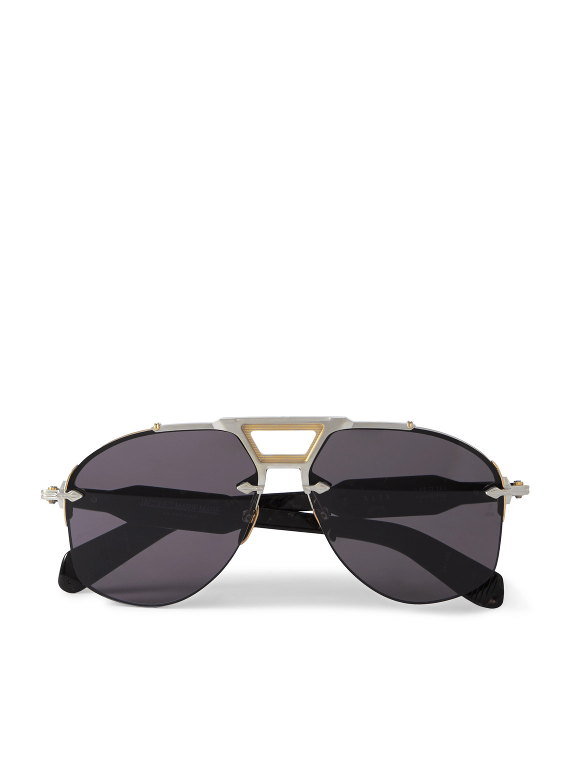 Jacques Marie Mage Alta Aviator-style Silver, Gold-tone And Acetate Sunglasses In Black