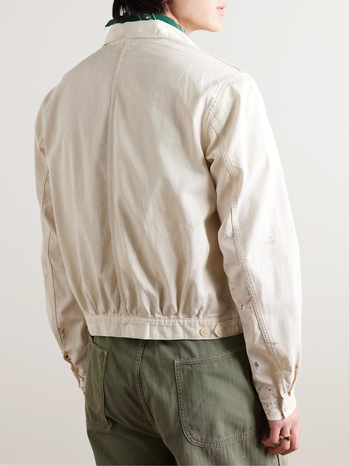 Shop Rrl Mathieu Paint-splattered Cotton-twill Shirt Jacket In Neutrals