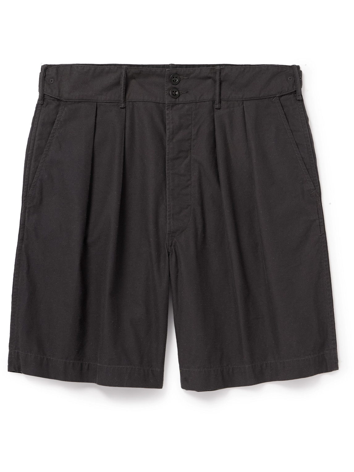 Rrl Hawkes Wide-leg Pleated Cotton-twill Shorts In Black