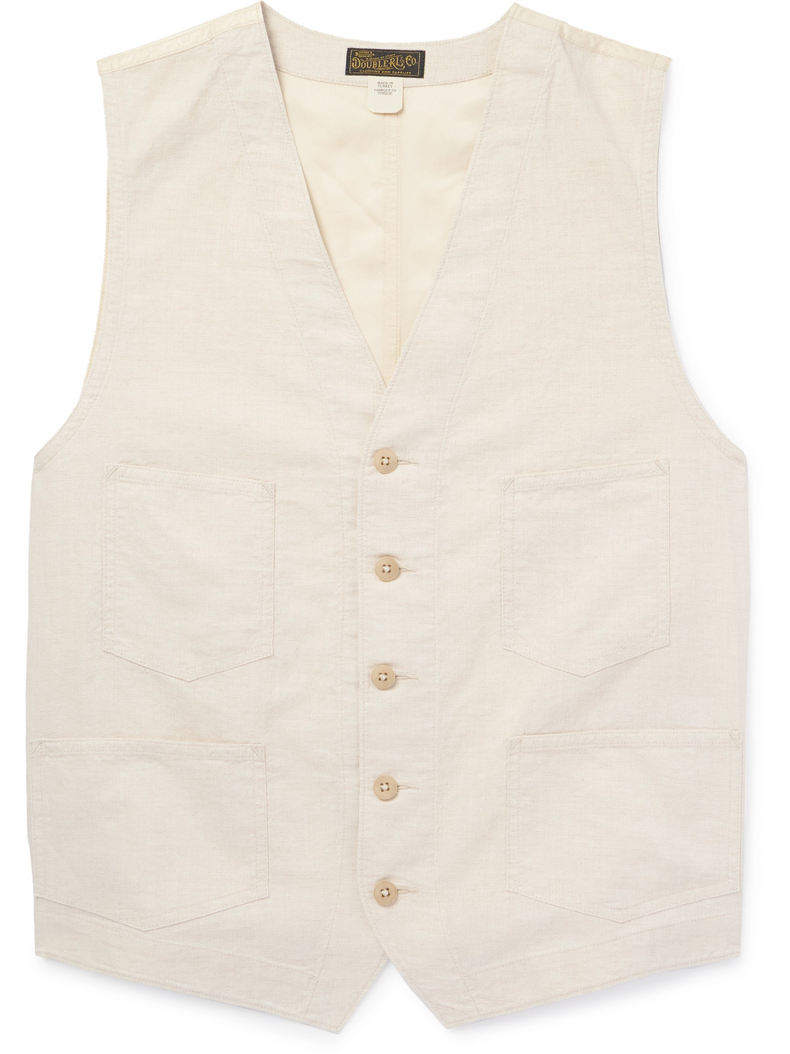 Rrl Cotton And Linen-blend Canvas Waistcoat In Neutrals