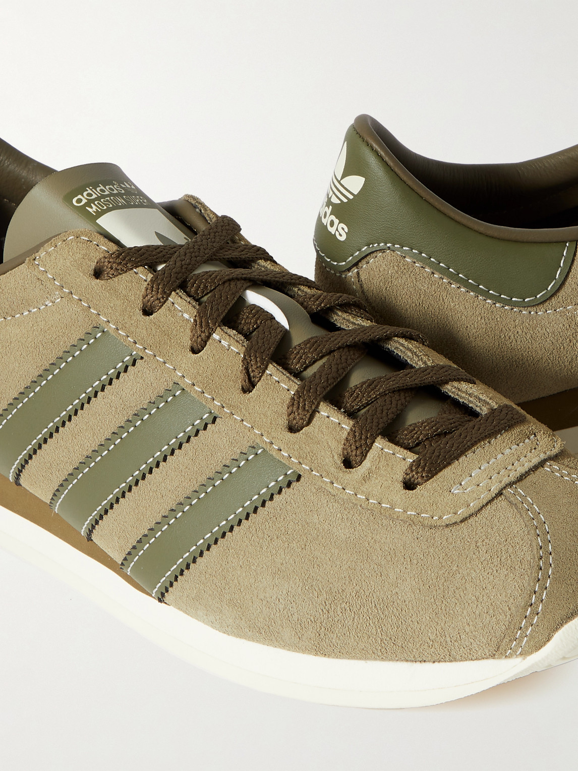 Shop Adidas Originals Moston Super Spzl Leather-trimmed Suede Sneakers In Green