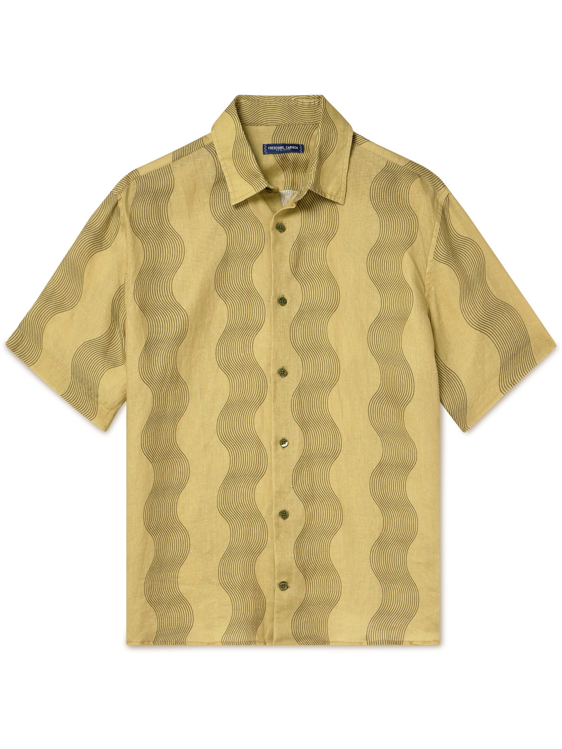 Frescobol Carioca Castro Striped Linen Shirt In Yellow