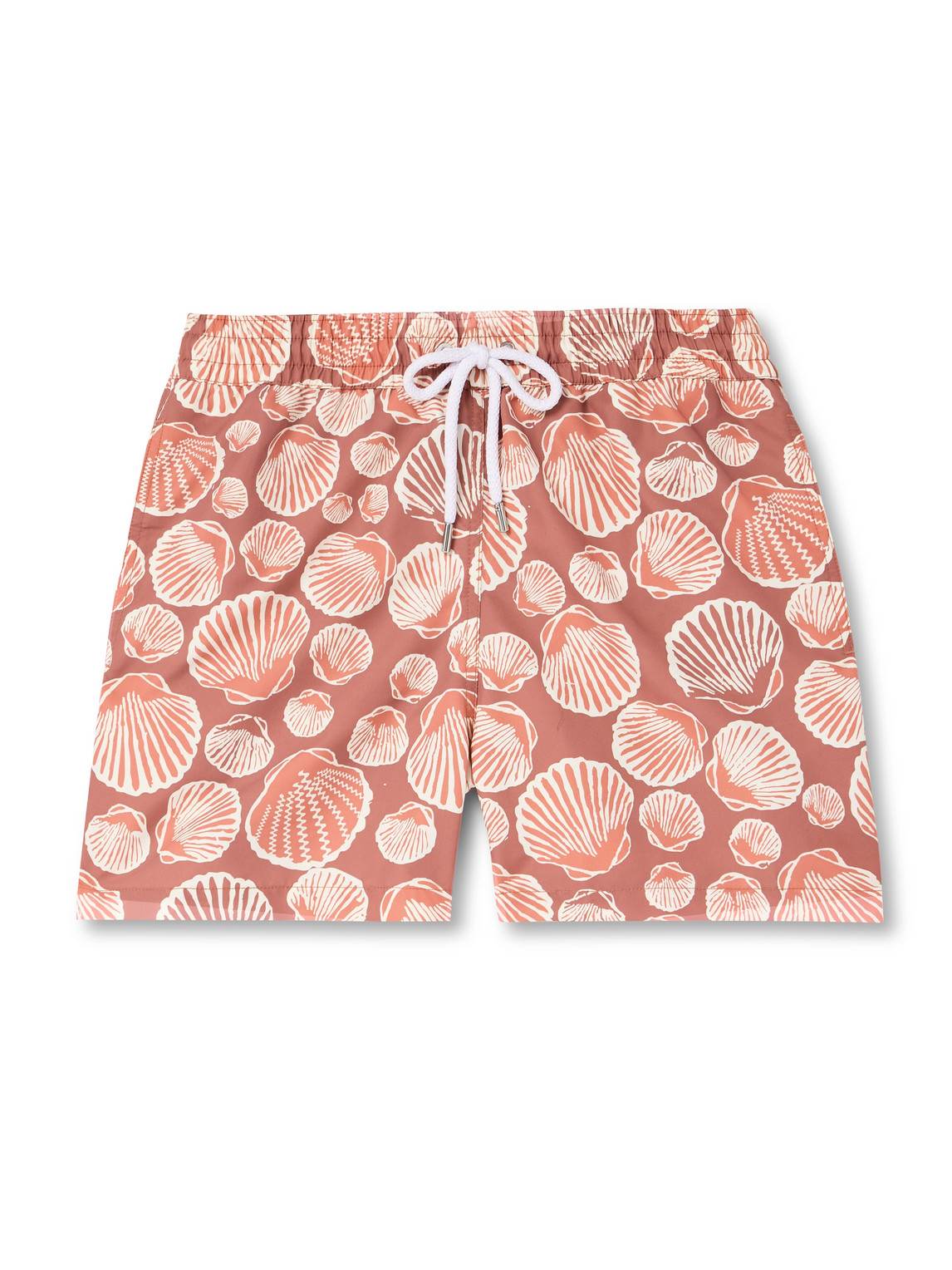 Frescobol Carioca Straight-leg Mid-length Printed Recycled Swim Shorts In Orange