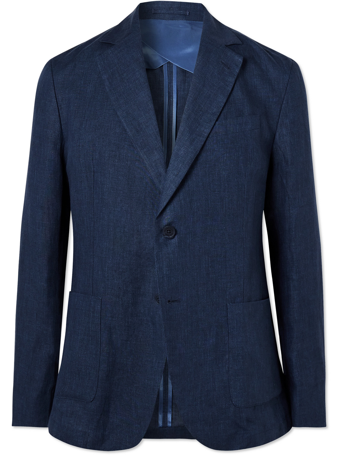 Frescobol Carioca Paulo Unstructured Linen Suit Jacket In Blue