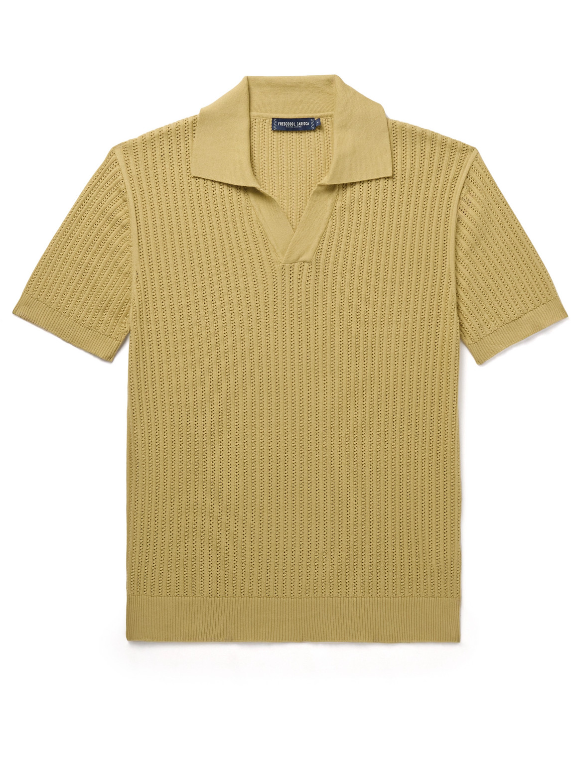 Frescobol Carioca Rino Ribbed Cotton Polo Shirt In Yellow