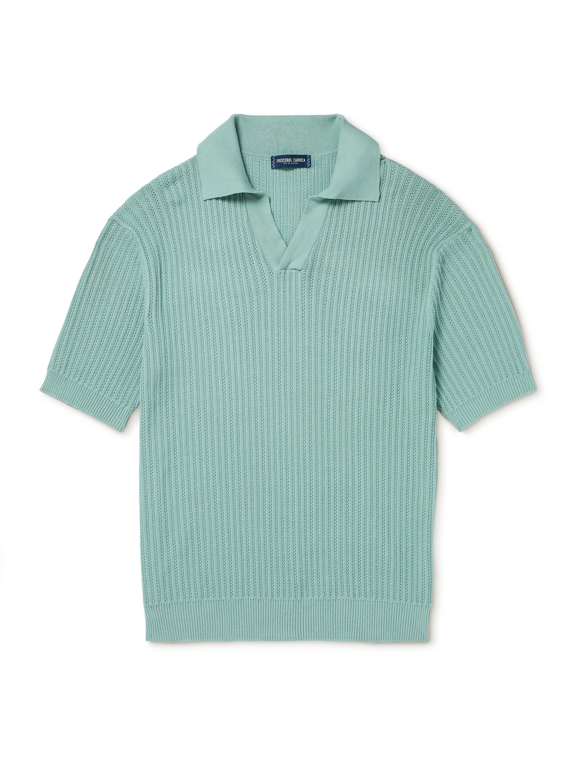Frescobol Carioca Rino Ribbed Cotton-blend Polo Shirt In Green