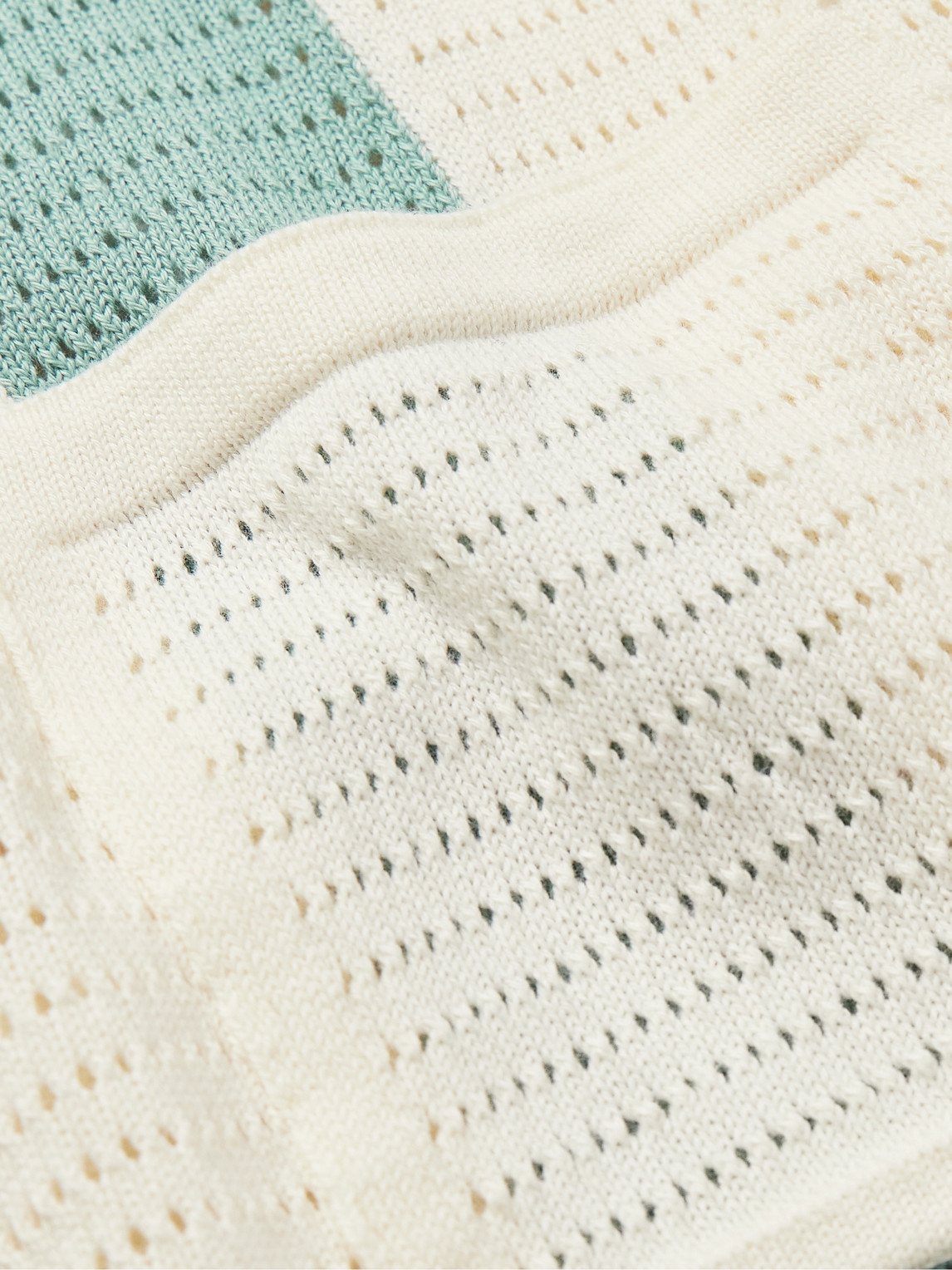 Shop Frescobol Carioca Clemente Striped Pointelle-knit Cotton Polo Shirt In Neutrals