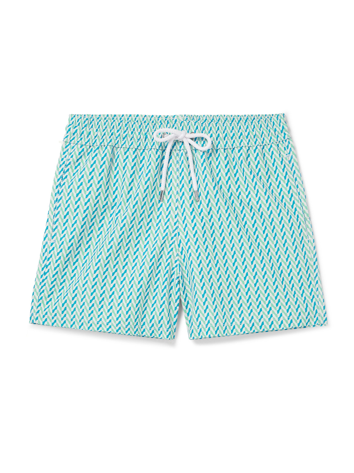 Frescobol Carioca Copacabana Straight-leg Mid-length Printed Recycled Swim Shorts In Blue