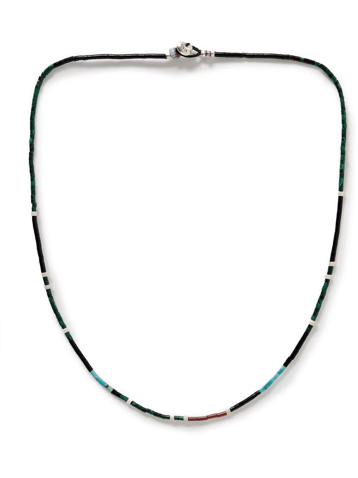 Mikia Silver Multi-stone Beaded Necklace In Black