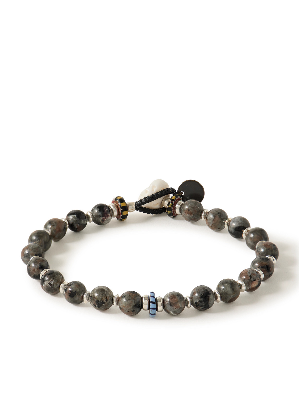 Mikia Silver, Yooperlite And Shell Beaded Bracelet In Gray