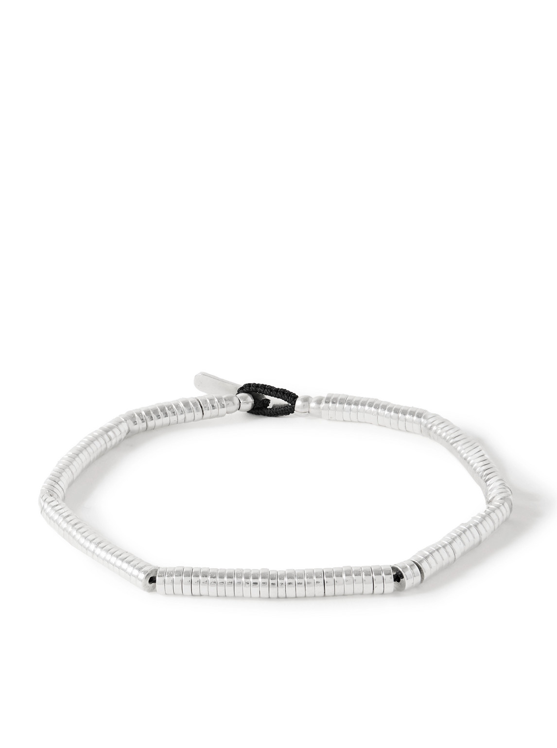 Mikia Silver, Hematite And Cord Beaded Bracelet